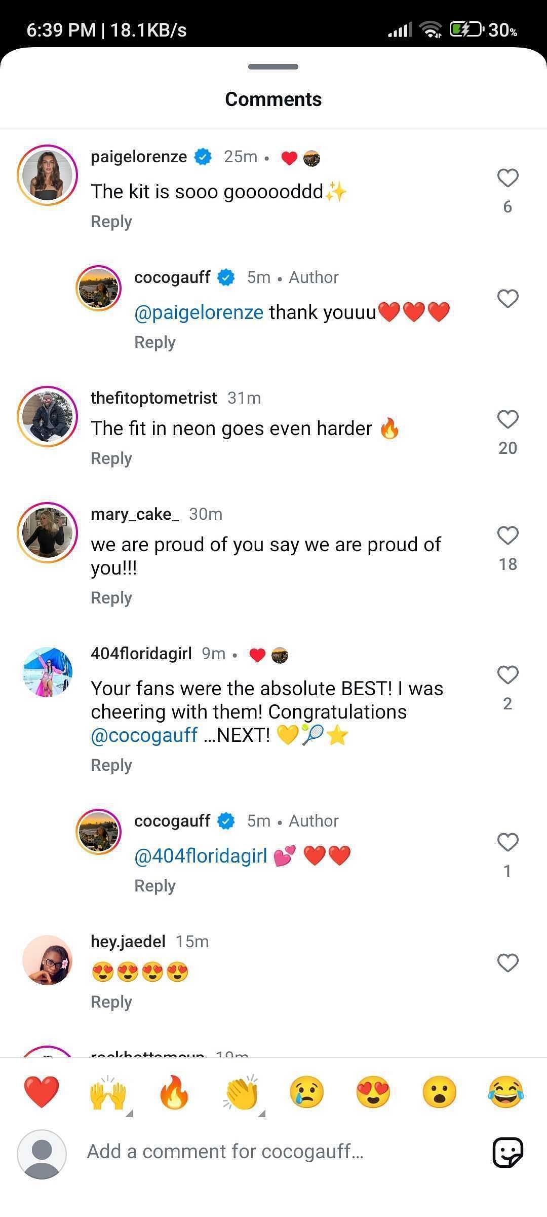 Paige Lorenze praises Coco Gauff's outfit at the Australian Open 2025